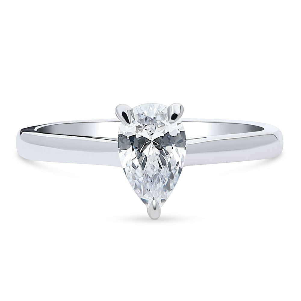 Solitaire 0.8ct Pear CZ Ring in Sterling Silver, 1 of 8