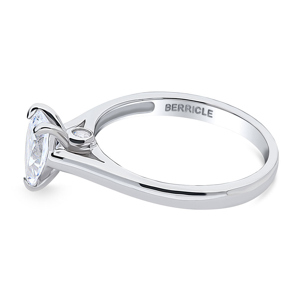 Angle view of Solitaire 0.8ct Pear CZ Ring in Sterling Silver, 5 of 8