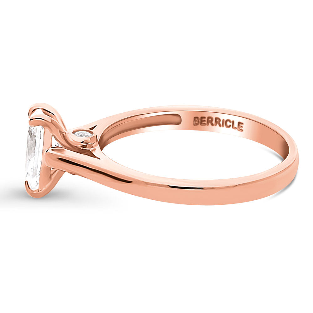 Solitaire 0.8ct Pear CZ Ring in Rose Gold Plated Sterling Silver