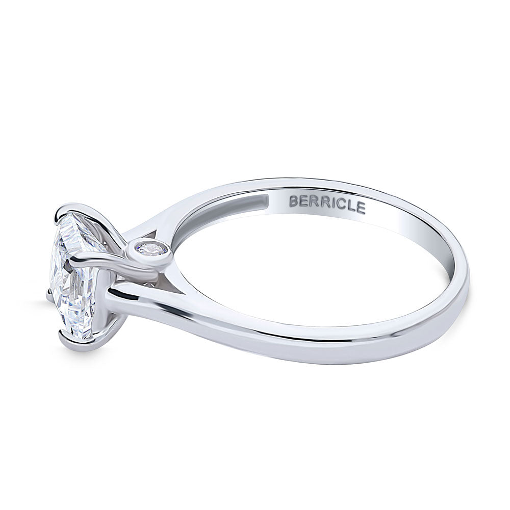 Angle view of Solitaire 1.2ct Princess CZ Ring in Sterling Silver, 5 of 8