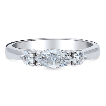 3-Stone East-West Marquise CZ Ring in Sterling Silver