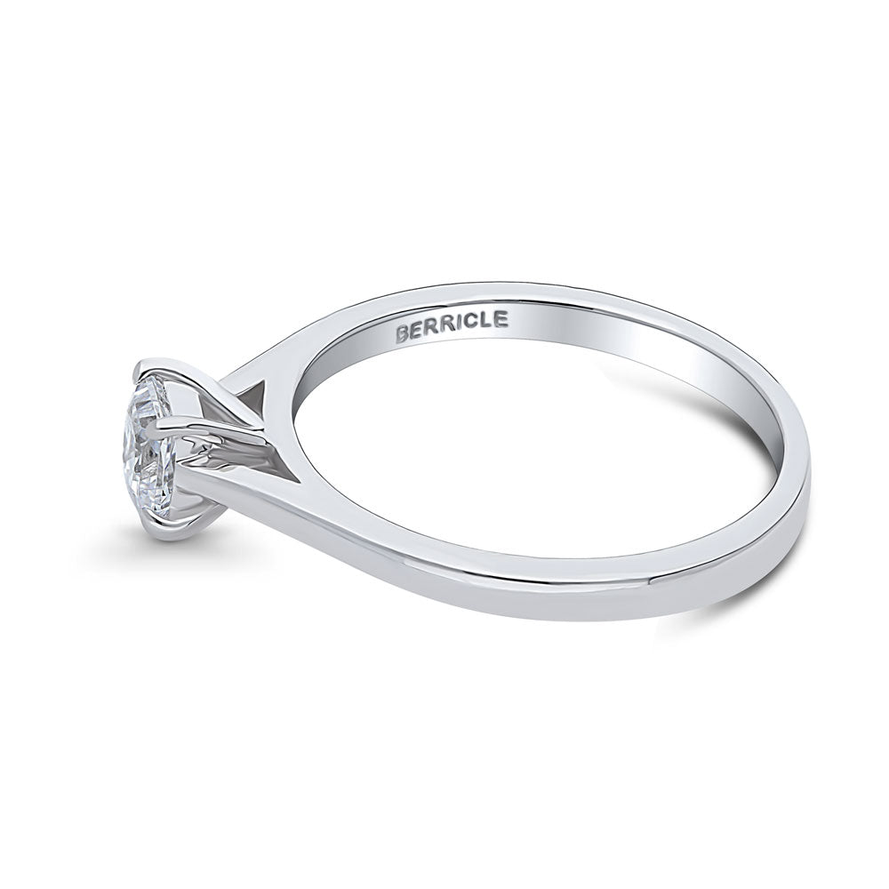 Angle view of Solitaire 0.4ct Princess CZ Ring in Sterling Silver, 5 of 7