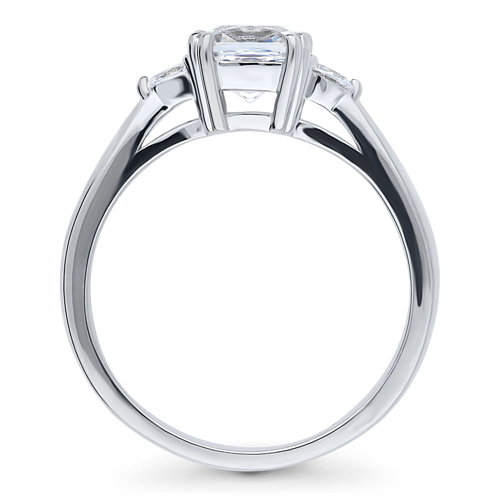 3-Stone Cushion CZ Ring in Sterling Silver