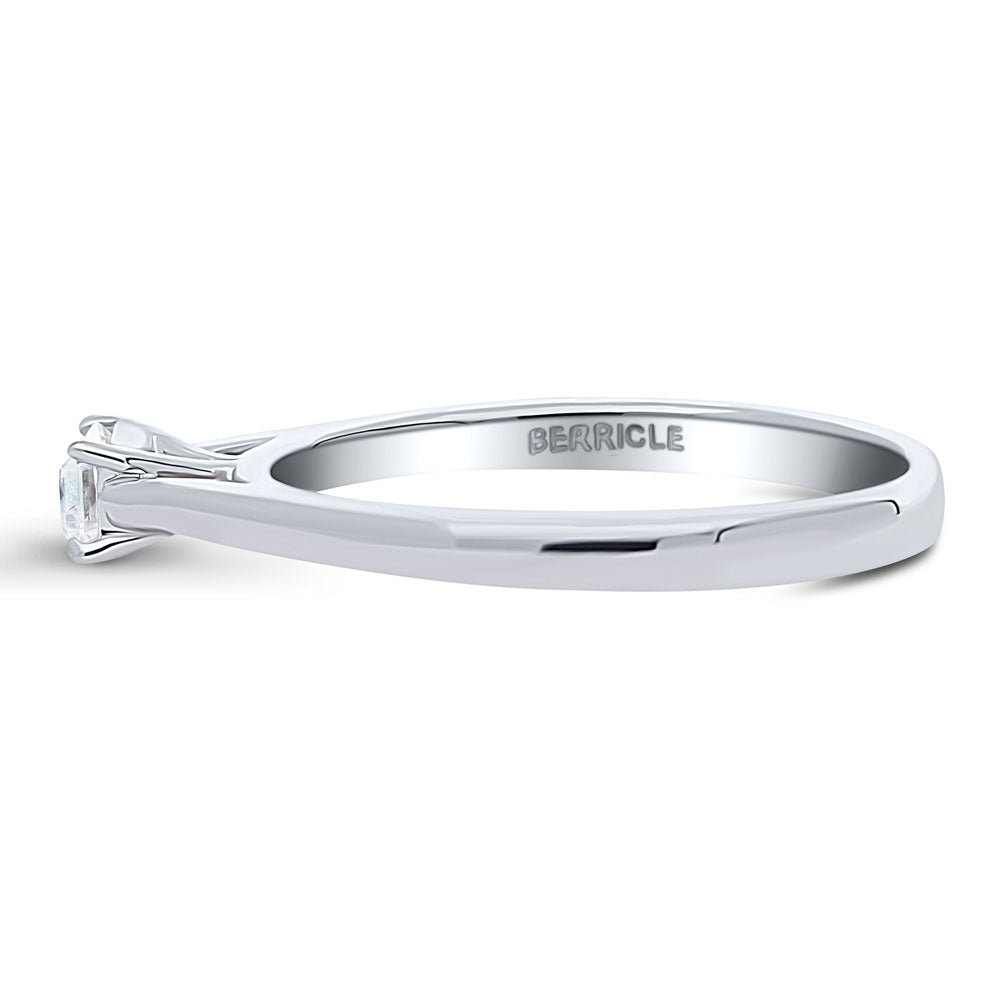 Angle view of Solitaire East-West 0.3ct Emerald Cut CZ Ring in Sterling Silver, 5 of 6