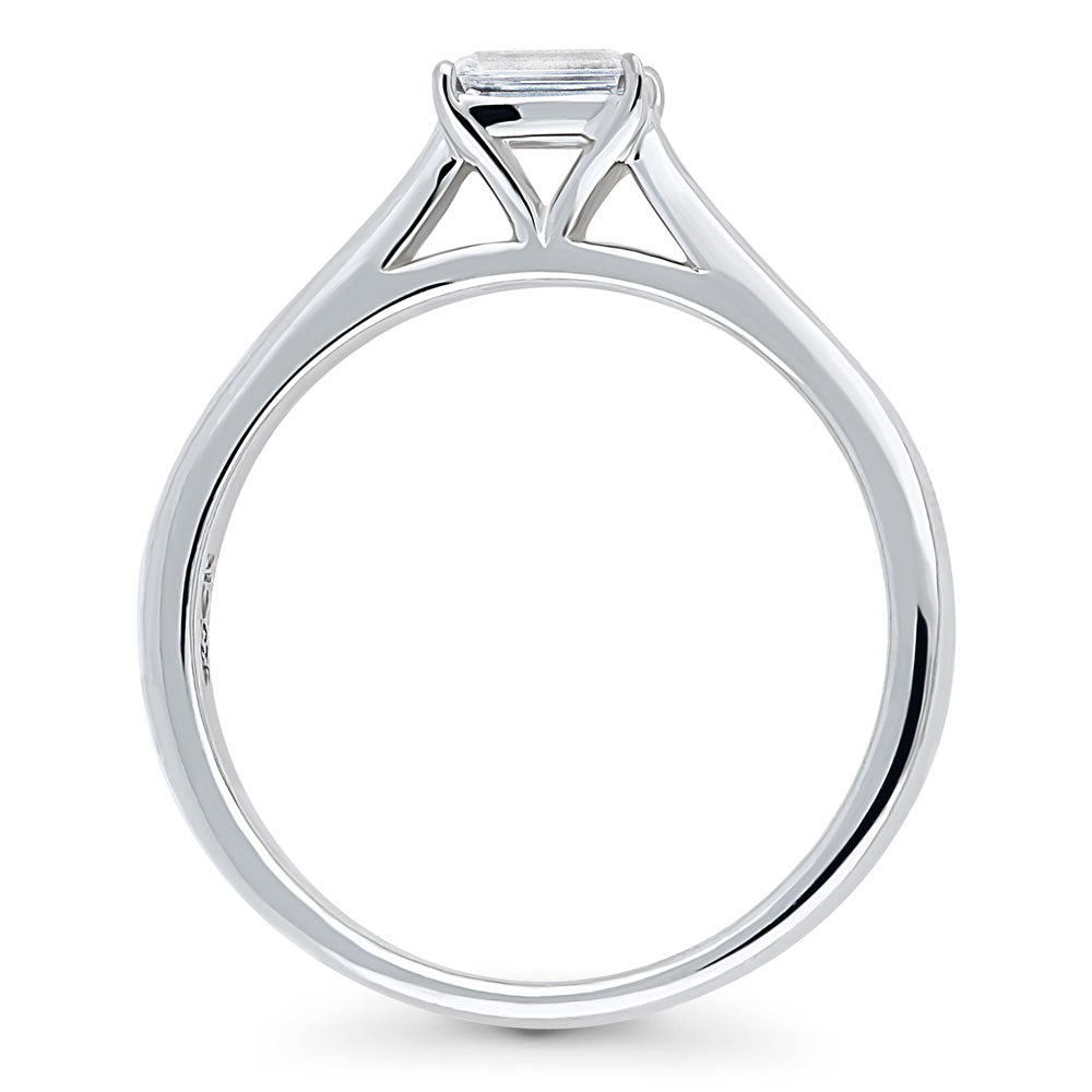Alternate view of Solitaire East-West 0.3ct Emerald Cut CZ Ring in Sterling Silver, 6 of 6