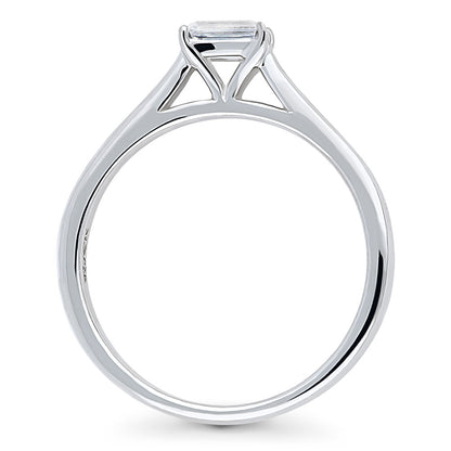 Solitaire East-West 0.3ct Emerald Cut CZ Ring in Sterling Silver