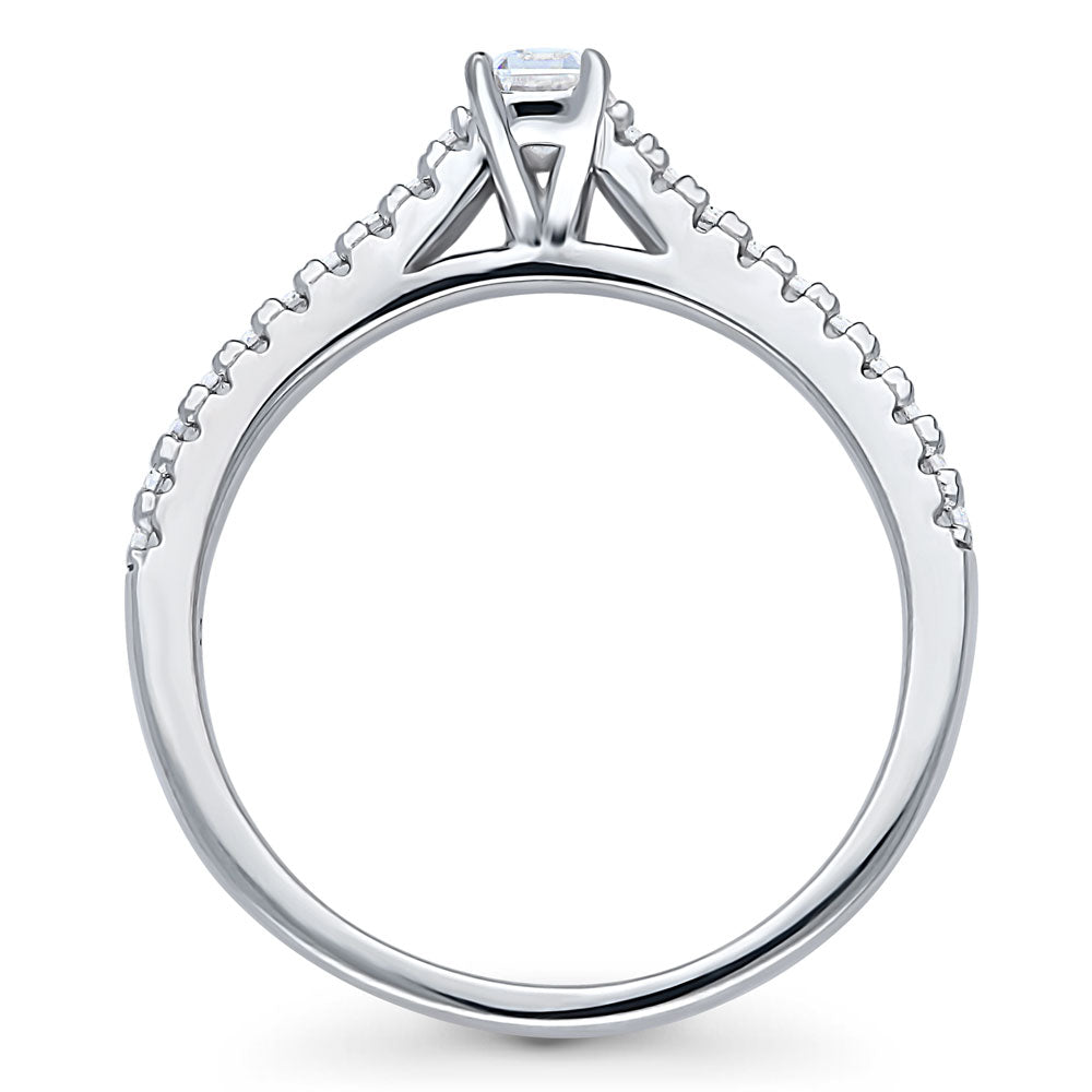 Alternate view of Solitaire 0.3ct Emerald Cut CZ Ring in Sterling Silver, 8 of 8