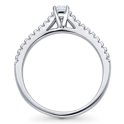 Solitaire 0.3ct Emerald Cut CZ Ring in Sterling Silver