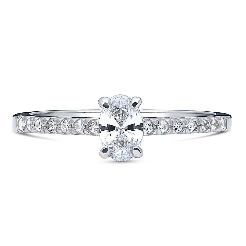 Solitaire 0.4ct Oval CZ Ring in Sterling Silver