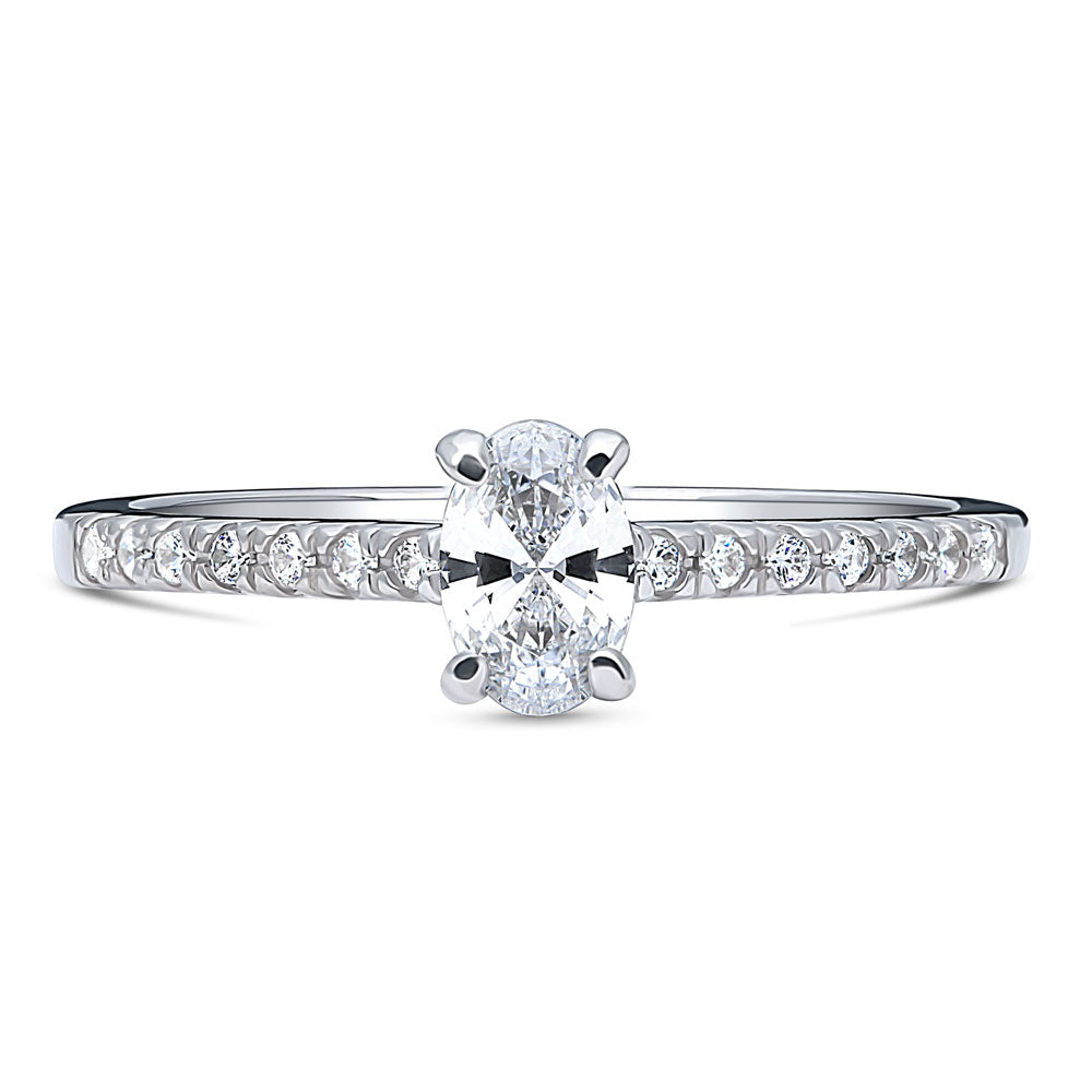 Solitaire 0.4ct Oval CZ Ring in Sterling Silver, 1 of 8
