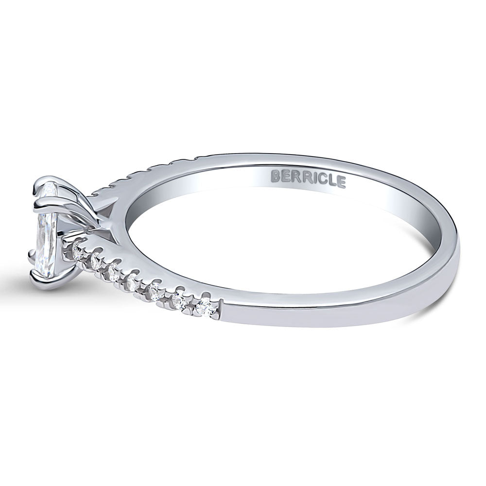 Angle view of Solitaire 0.4ct Oval CZ Ring in Sterling Silver, 5 of 8