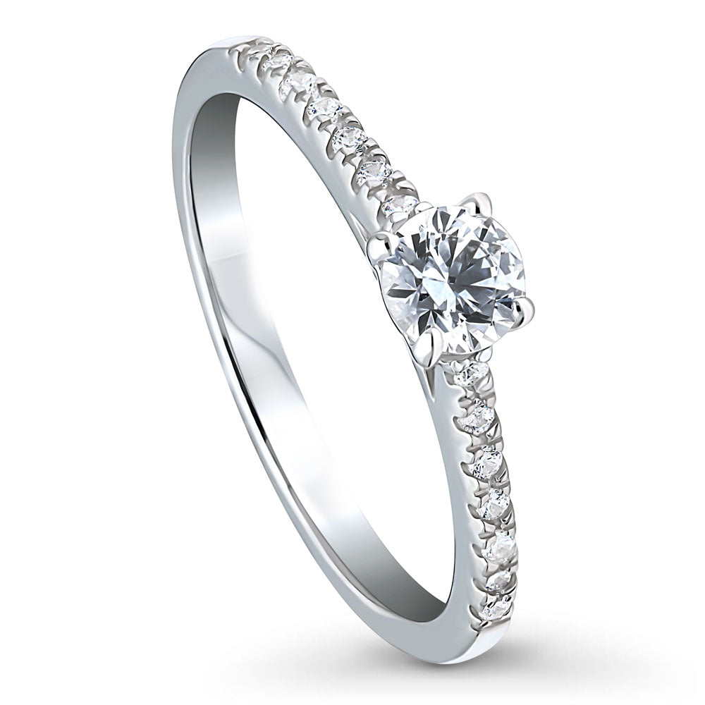 Front view of Solitaire 0.35ct CZ Ring in Sterling Silver, 4 of 8