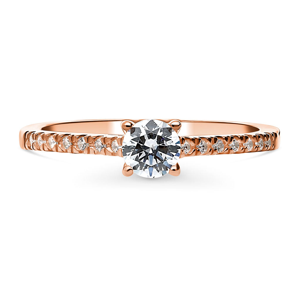 Solitaire 0.35ct Round CZ Ring in Rose Gold Plated Sterling Silver