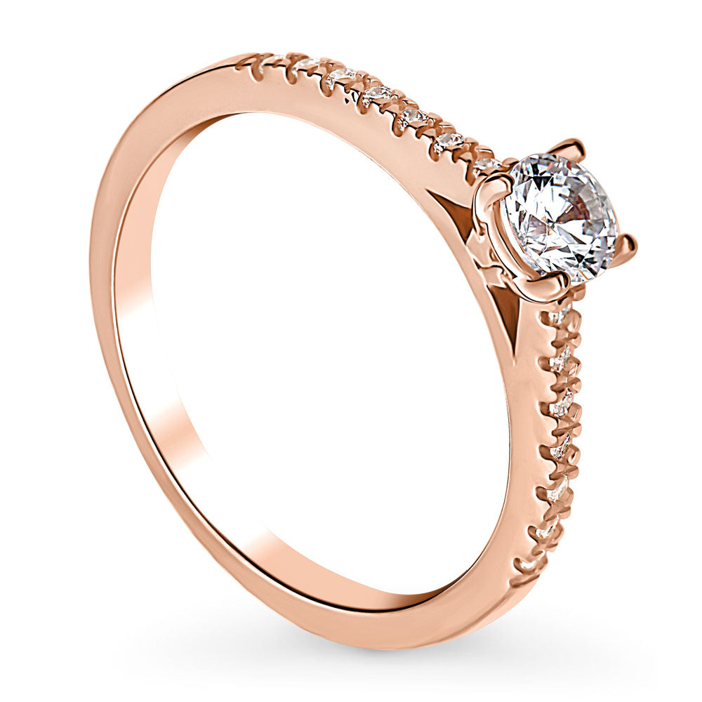 Front view of Solitaire 0.35ct CZ Ring in Rose Gold Plated Sterling Silver, 4 of 7