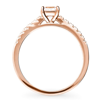 Solitaire Princess CZ Ring in Rose Gold Plated Sterling Silver