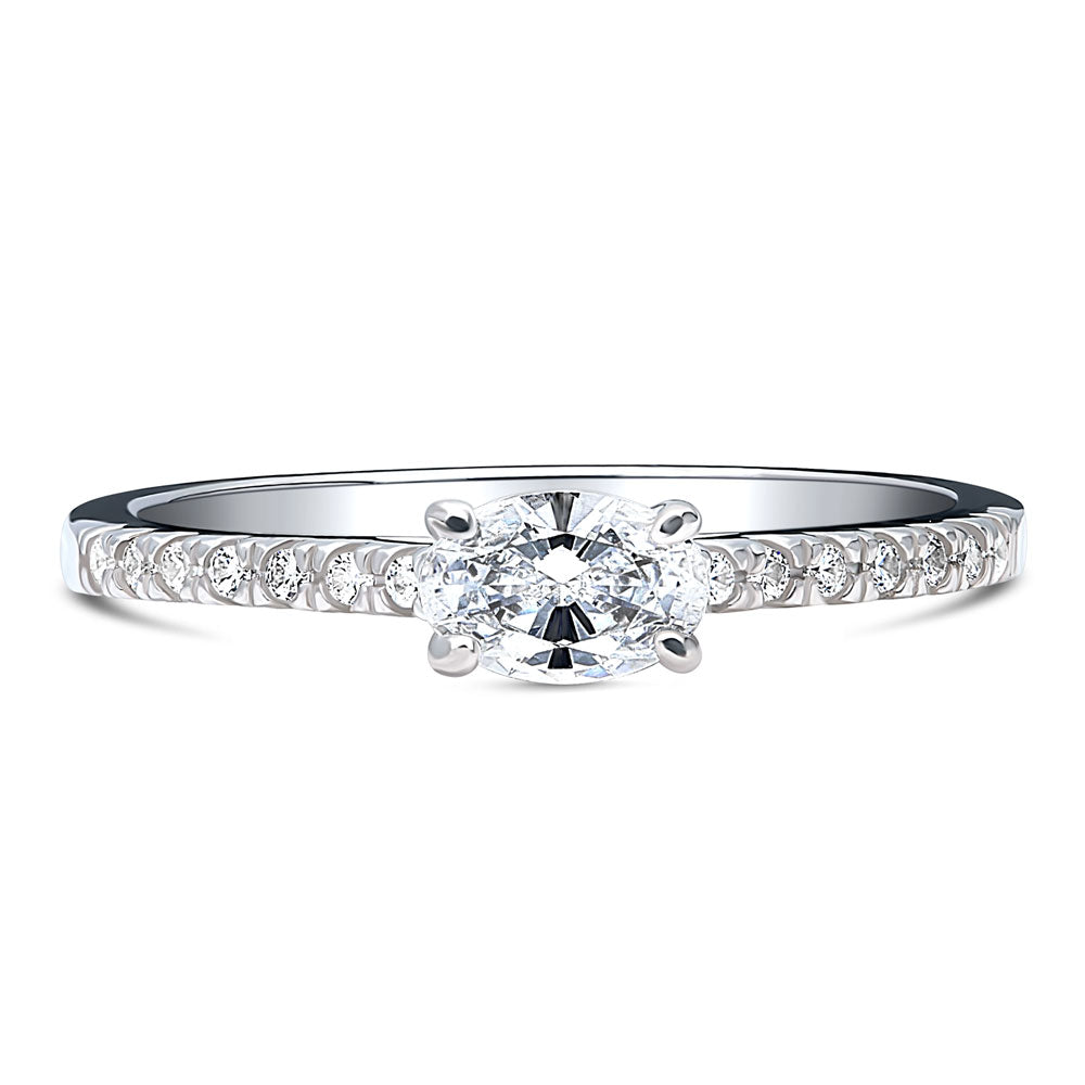 Solitaire 0.4ct Oval CZ Ring in Sterling Silver, 1 of 8