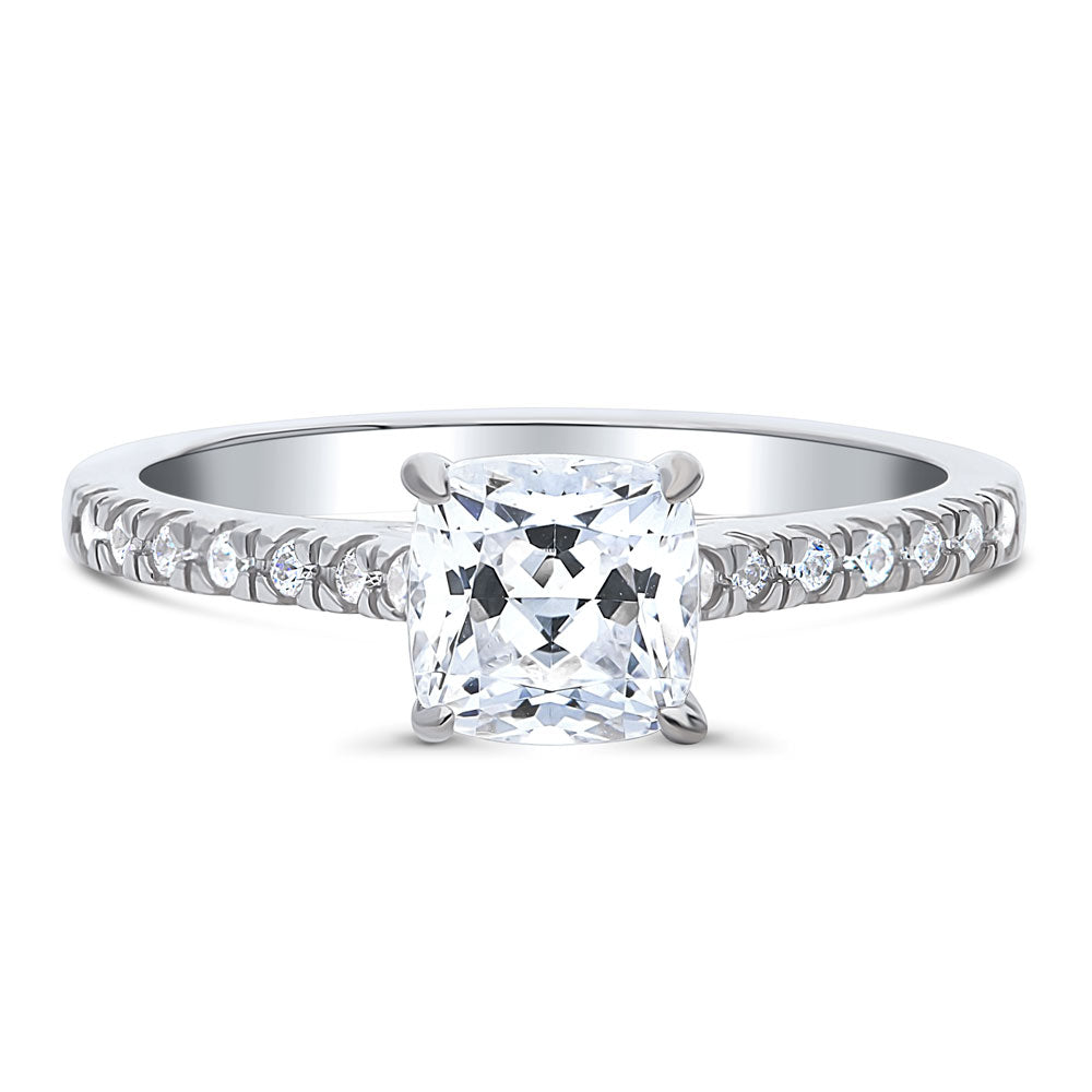 Solitaire 1.25ct Cushion CZ Ring in Sterling Silver, 1 of 7