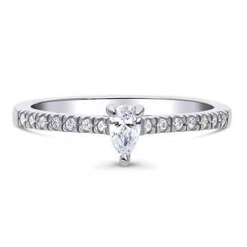 Solitaire 0.3ct Pear CZ Ring in Sterling Silver