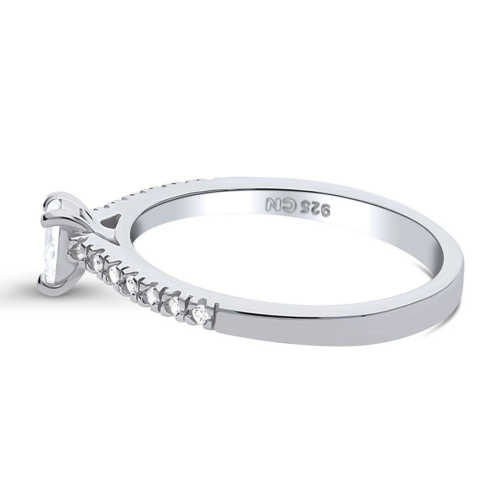 Angle view of Solitaire 0.3ct Pear CZ Ring in Sterling Silver, 5 of 10