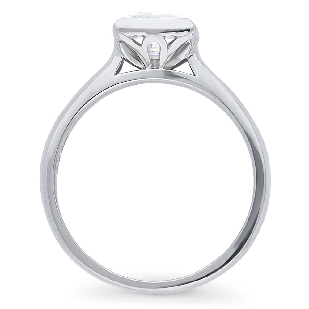 Solitaire 1.2ct Bezel Set Princess CZ Ring in Sterling Silver
