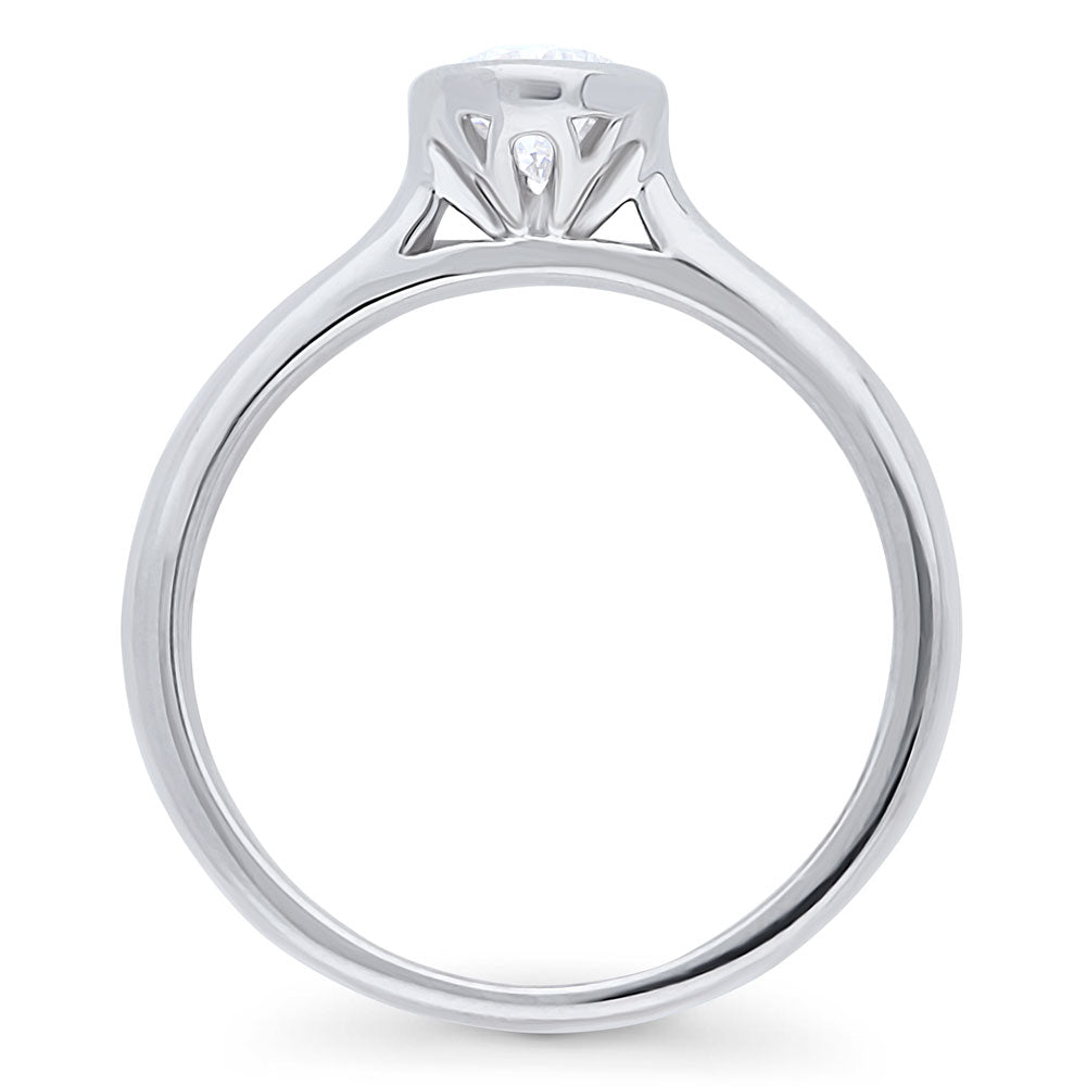 Solitaire 0.8ct Bezel Set Pear CZ Ring in Sterling Silver