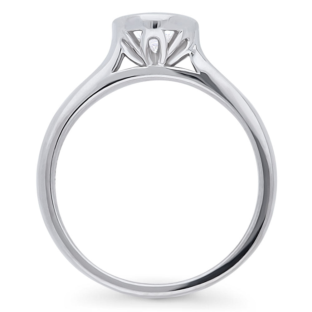 Solitaire 1.2ct Bezel Set Oval CZ Ring in Sterling Silver