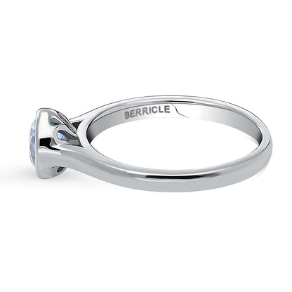 Solitaire Kaleidoscope Purple Aqua CZ Ring in Sterling Silver