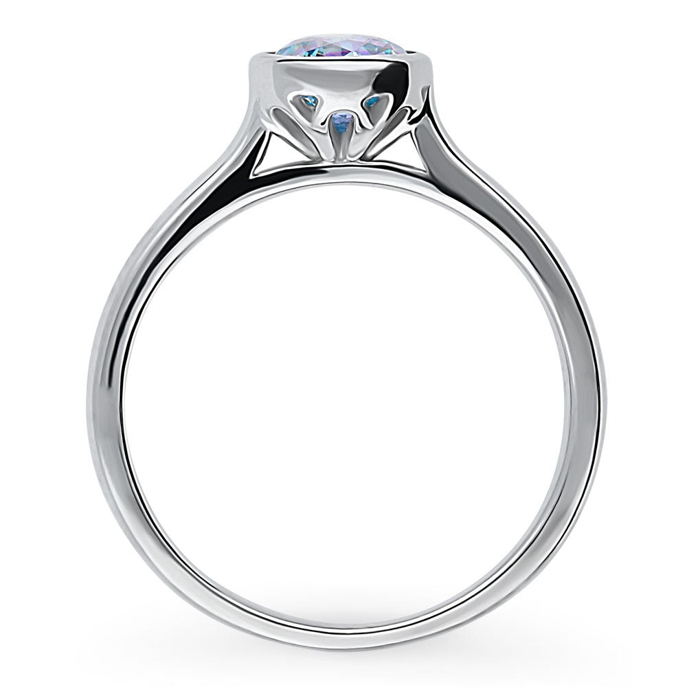 Alternate view of Solitaire Kaleidoscope Purple Aqua CZ Ring in Sterling Silver, 8 of 8