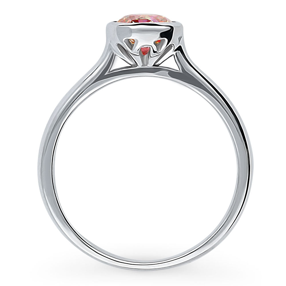 Solitaire Kaleidoscope Red Orange CZ Ring in Sterling Silver