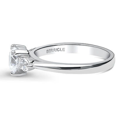 3-Stone Heart 0.7ct Heart CZ Ring in Sterling Silver
