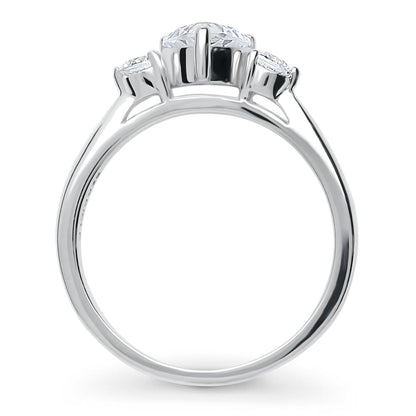 3-Stone Heart 0.7ct Heart CZ Ring in Sterling Silver