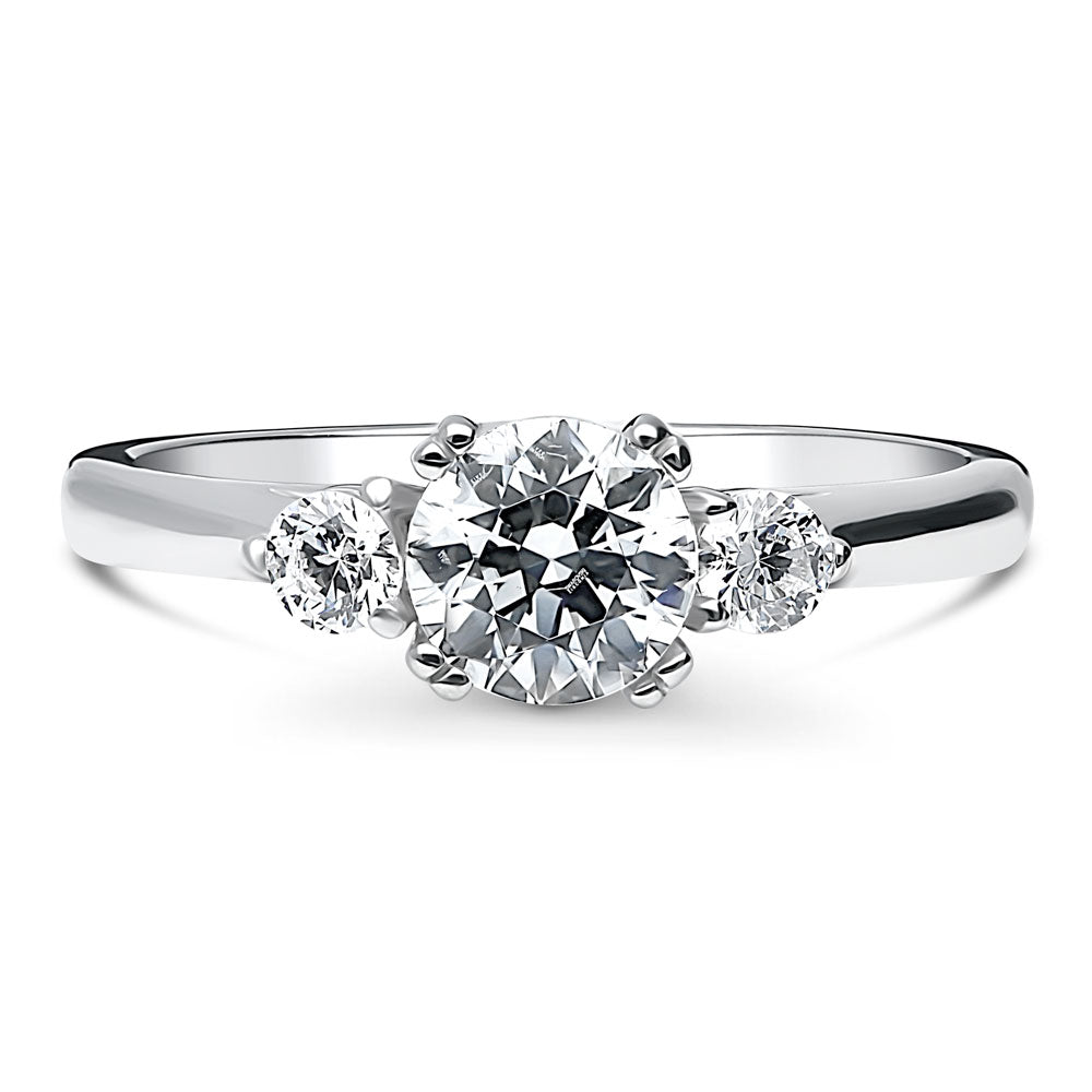 3-Stone 0.8ct CZ Ring in Sterling Silver, 1 of 7
