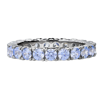 Greyish Blue CZ Stackable Eternity Ring in Sterling Silver