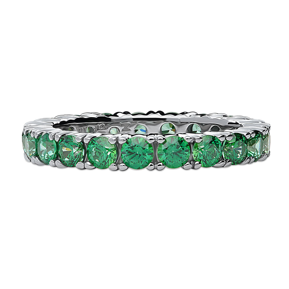 Green CZ Eternity Ring in Sterling Silver, 1 of 7