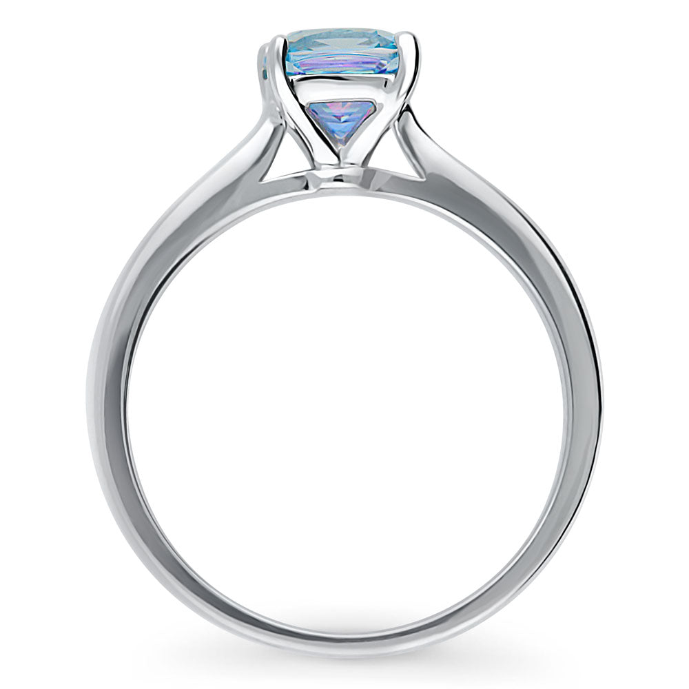 Solitaire Purple Aqua Cushion CZ Ring in Sterling Silver 1.25ct