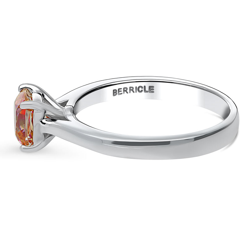 Angle view of Solitaire Kaleidoscope Red Orange CZ Ring in Sterling Silver, 5 of 7