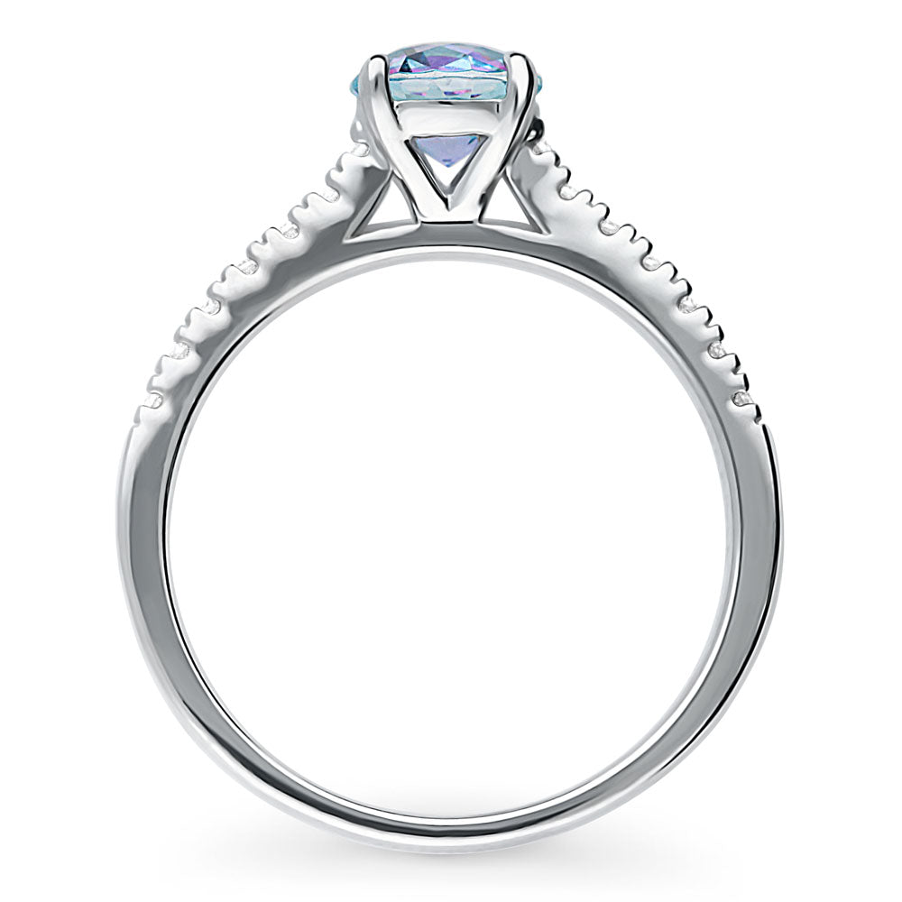 Solitaire Purple Aqua Round CZ Ring in Sterling Silver 0.8ct