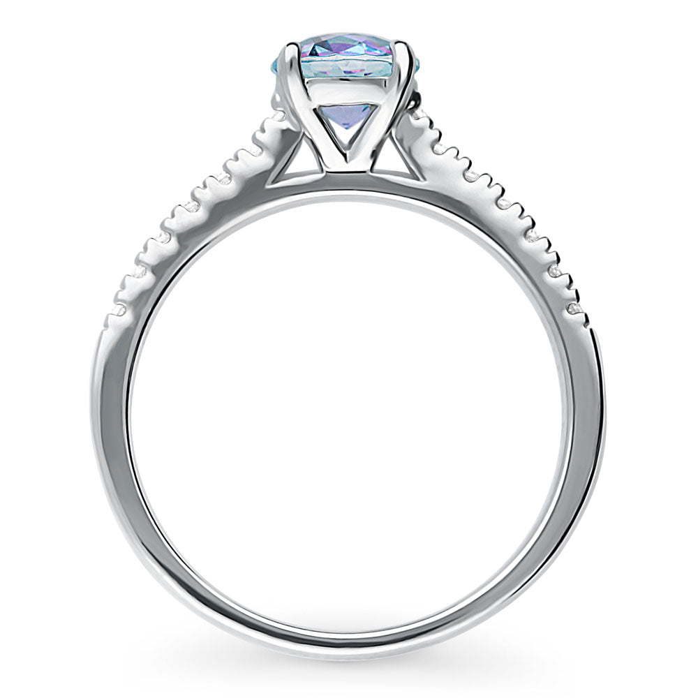 Alternate view of Solitaire Kaleidoscope Purple Aqua CZ Ring in Sterling Silver, 7 of 7