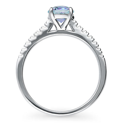 Solitaire Kaleidoscope Purple Aqua CZ Ring in Sterling Silver