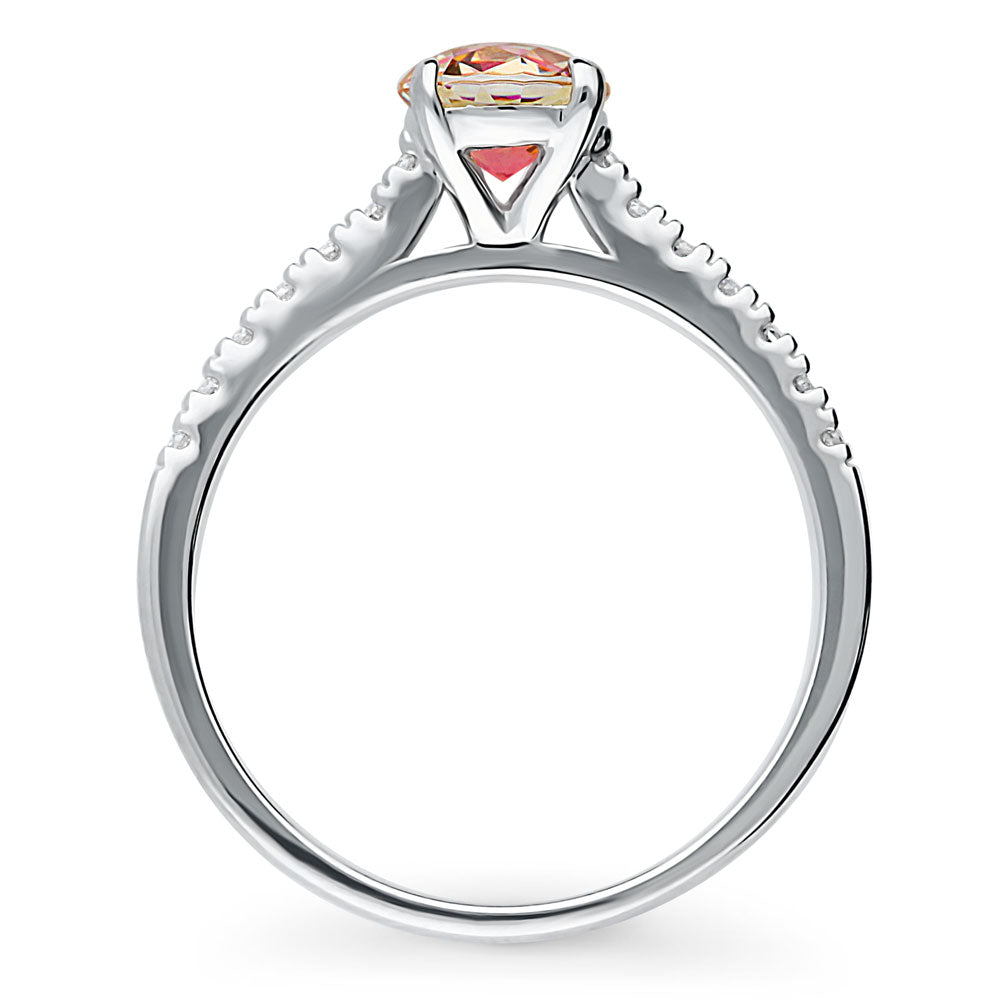 Alternate view of Solitaire Kaleidoscope Red Orange CZ Ring in Sterling Silver, 7 of 7