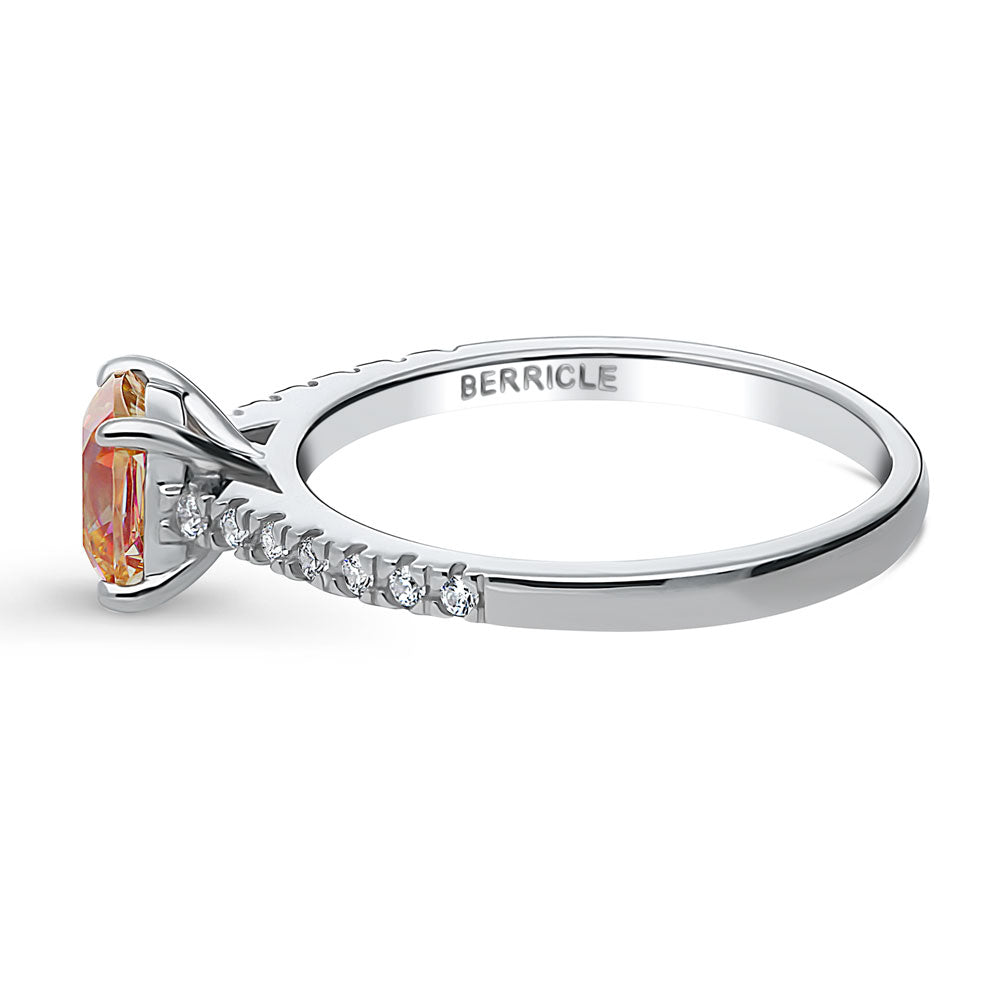 Solitaire Kaleidoscope Red Orange CZ Ring in Sterling Silver