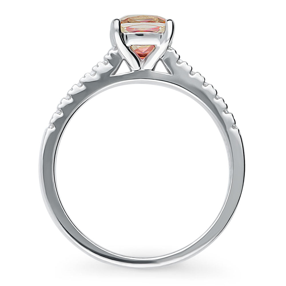 Solitaire Kaleidoscope Red Orange CZ Ring in Sterling Silver