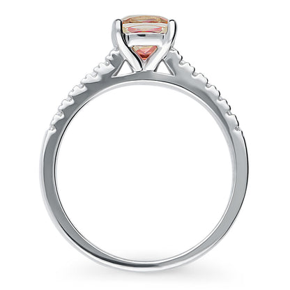 Solitaire Kaleidoscope Red Orange CZ Ring in Sterling Silver