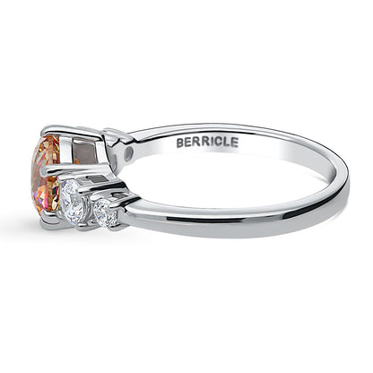 Solitaire Kaleidoscope Red Orange CZ Ring in Sterling Silver