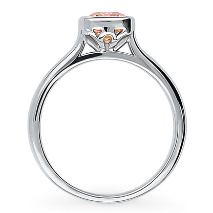 Solitaire Kaleidoscope Red Orange CZ Ring in Sterling Silver