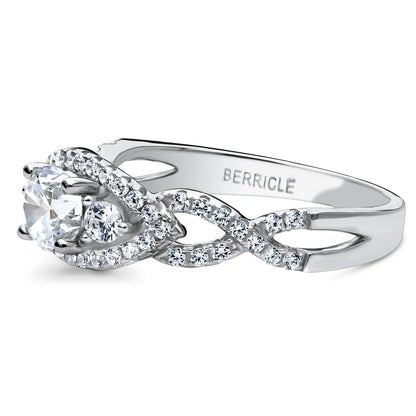 3-Stone Woven 0.45ct CZ Ring in Sterling Silver