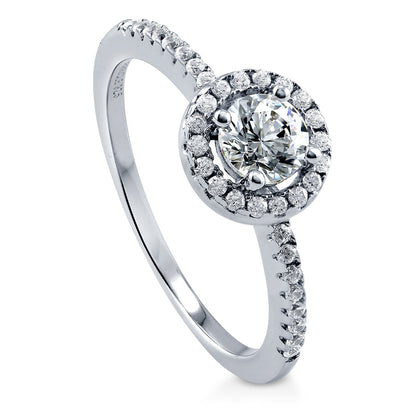 Halo CZ Ring in Sterling Silver
