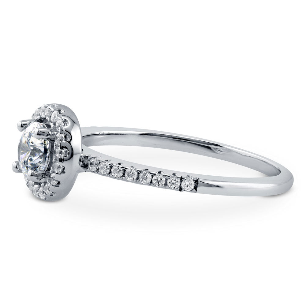 Angle view of Halo CZ Ring in Sterling Silver, 4 of 5