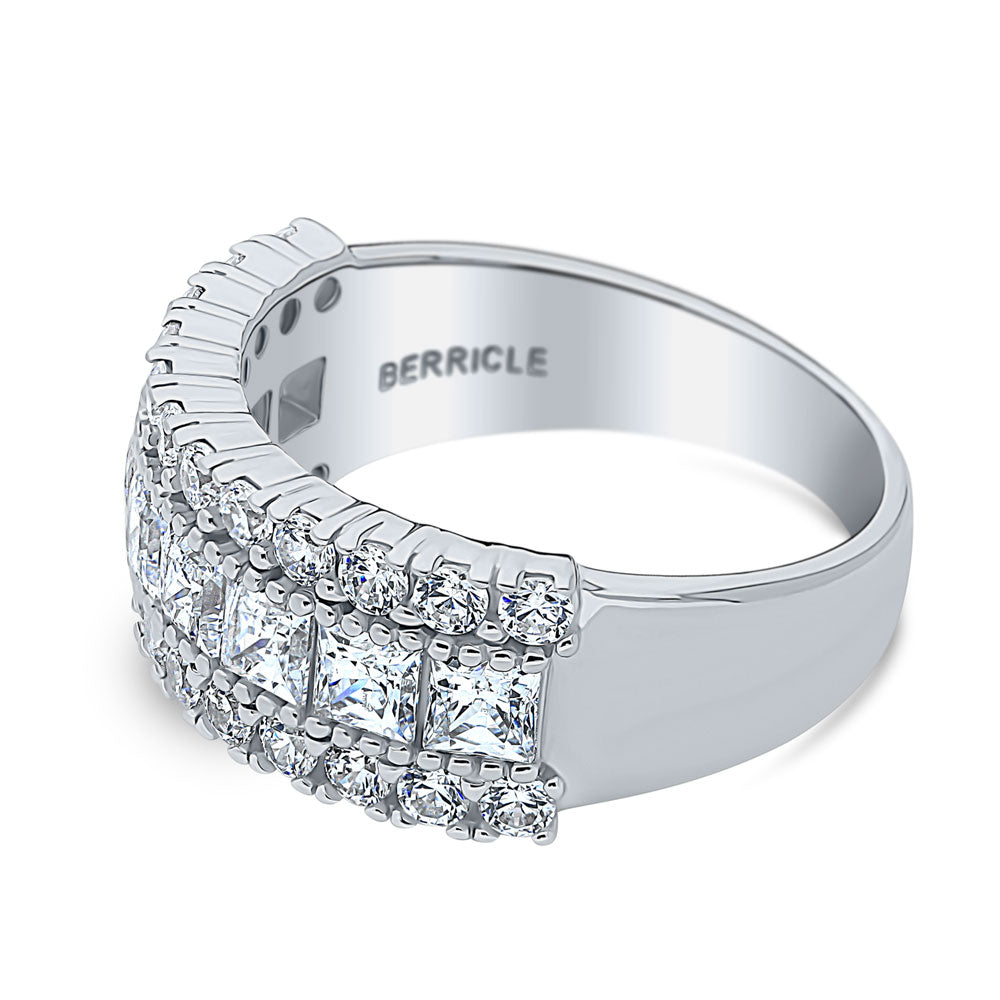 Angle view of Art Deco CZ Half Eternity Ring in Sterling Silver, 4 of 5