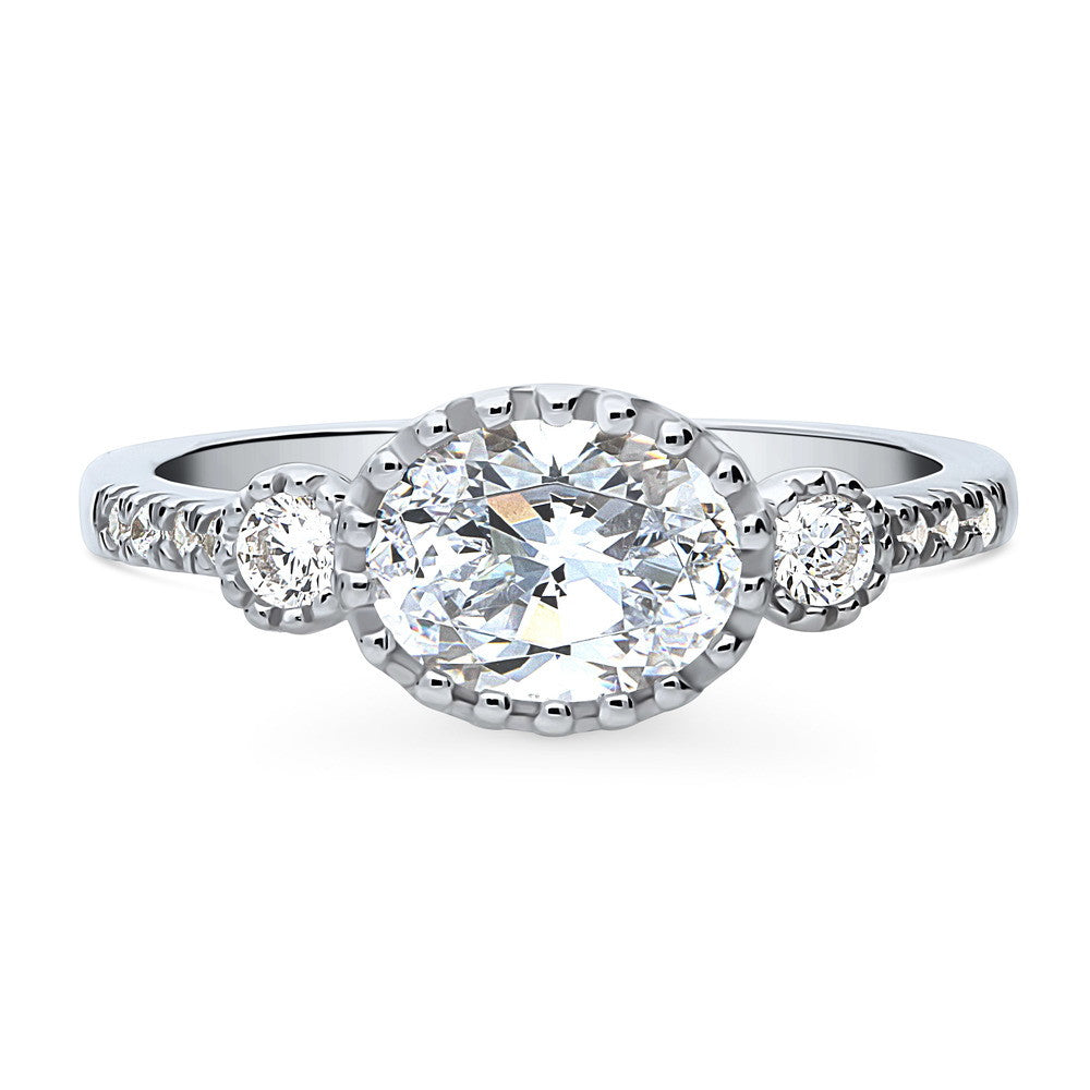 3-Stone 1.2ct Oval CZ Ring in Sterling Silver